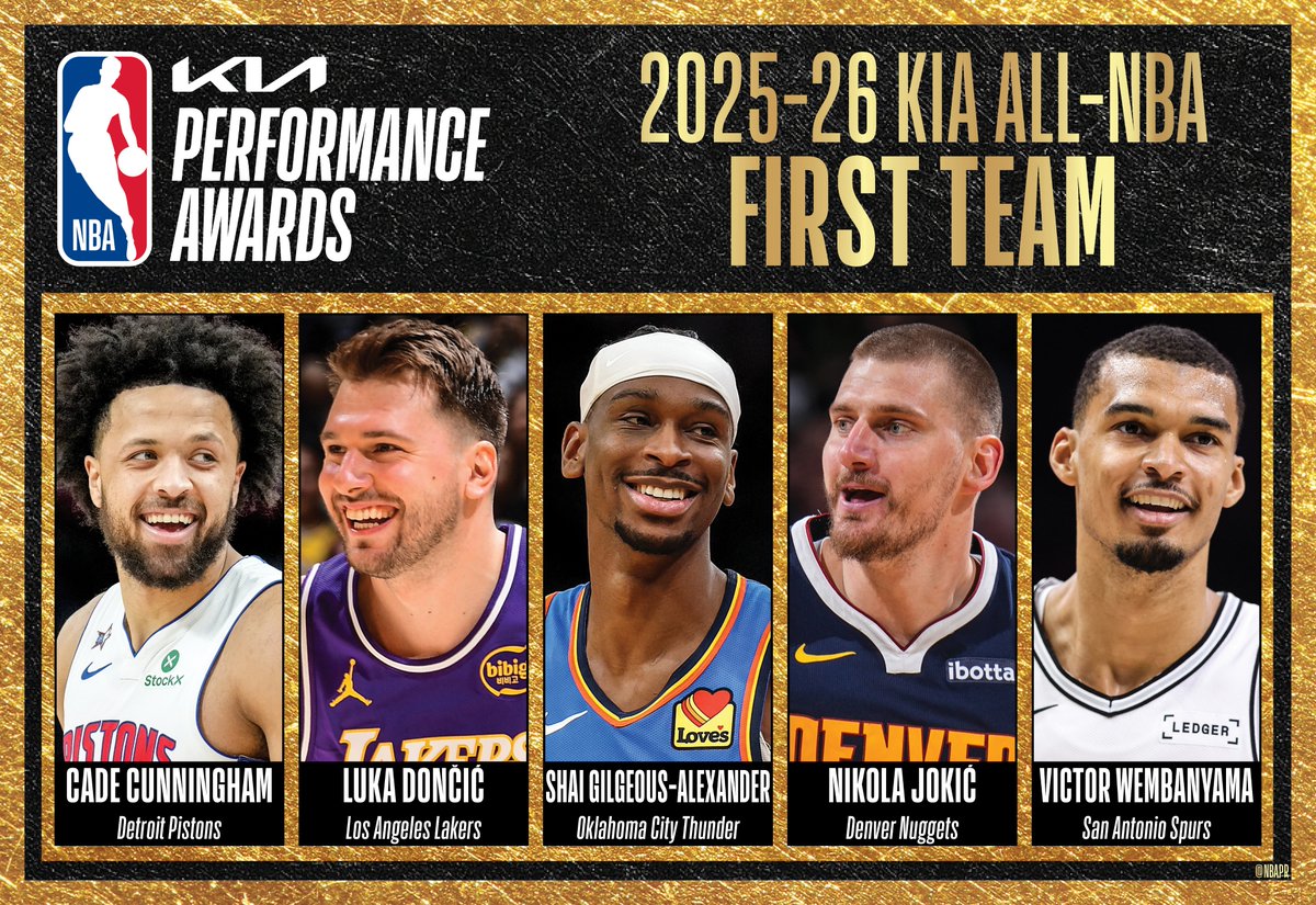 NBA最佳阵容：亚历山大、约基奇、本亚马、东契奇、坎宁安
